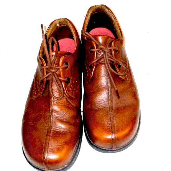 Men’s Sz 9 AETREX EUC Brown Lace Up Oxford Casual Walker Brown Leather Shoes - Picture 3 of 9